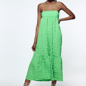 ZARA TEXTURED DRESS GREEN - REF. 7385/357